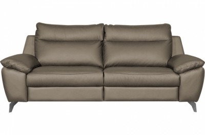 canapé taille 3 places avec 2 relax en 100% tout cuir épais de luxe italien avec 2 relax électriques, perini, couleur taupe