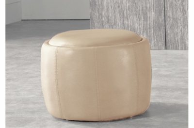 pouf rond buffalino en cuir de buffle (gamme de cuir de buffle), beige