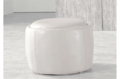 pouf rond buffalino en cuir de buffle (gamme de cuir de buffle), blanc