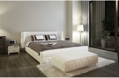 lit design en cuir italien de luxe prima, blanc