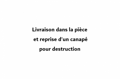 prestation supplémentaire : livraison dans la pièce et reprise d'un canapé pour destruction  