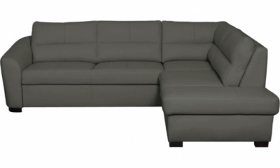 1er paiement de la commande: canapé d'angle convertible en cuir italien de luxe 5 places rinaldi avec coffre, gris foncé, angle droit (vu de face), 6x sans frais, total de la commande : 2128 euros