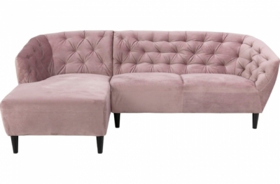 canapé d'angle en tissu matelassé de qualité rita coloris rose pale, angle gauche