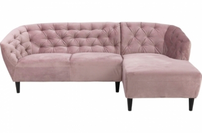 canapé d'angle en tissu matelassé de qualité rita coloris rose pale, angle droit