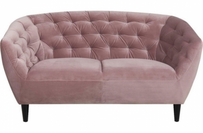 canapé 2 places en tissu matelassé rita coloris rose pale
