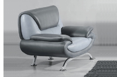 fauteuil 1 place en cuir italien sicilia, gris clair et gris foncé