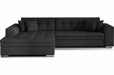 canapé d'angle convertible - soho - en tissu de qualité, noir, 5/6 places, angle gauche (vu de face)