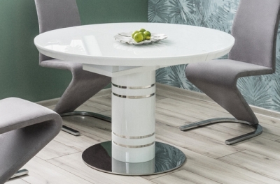 table extensible street blanche, plateau: mdf + dessus verre trempé