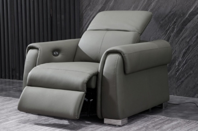 fauteuil 1 place avec 1 relax électrique en cuir italien buffle toprelax, gris foncé