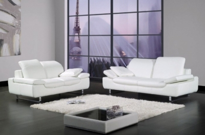 ensemble de 2 canapés 2 places en cuir supérieur luxe haut de gamme italien, torino, blanc