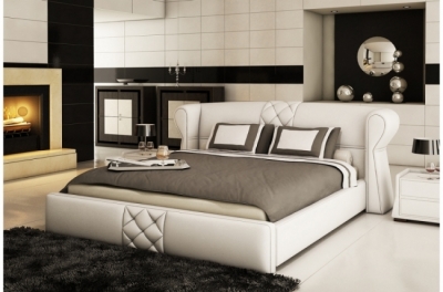 lit design en cuir italien de luxe vegas, blanc
