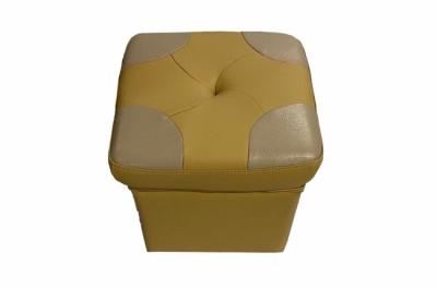 pouf en cuir de luxe - belle qualité- cuir épais - beige et moutarde - vista