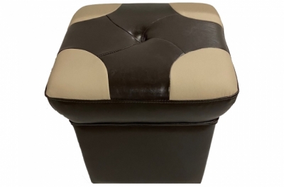 pouf en cuir de luxe - belle qualité- cuir épais - chocolat et beige - vista