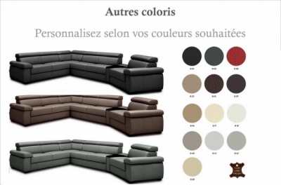 - canapé d'angle convertible en 100% tout cuir italien de luxe 6/7 places zook, couleur personnalisée, angle gauche