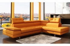 canapé d'angle en cuir italien 6 places moda, orange