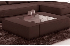 table basse en cuir italien zana, chocolat