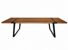 grande table à manger gigant de marque canett, modèle 240 cm de long. avec 2 rallonges. version: neutre, huilé, noir, peint chêne massif, chêne sauvage, fer, monochrome