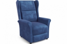 fauteuil relax manuel, velours bleu, inclinable, repose pied réglable, agnelo 2