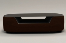 table basse design, plateau de verre foncé, alesia, chocolat