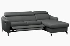 canapé d'angle relax en cuir de luxe italien avec relax électrique et coffre, ambert, gris foncé, angle droit
