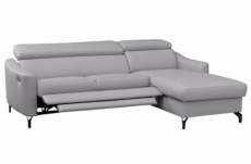 canapé d'angle relax en cuir de luxe italien avec relax électrique et coffre, ambert, gris clair, angle droit