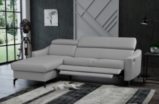- canapé d'angle relax en cuir de luxe italien avec relax électrique et coffre, ambert, gris clair, angle gauche