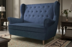canapé 2 places en tissu de catégorie luxe, bleu - arnaud