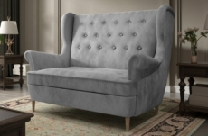 canapé 2 places en tissu velours de catégorie luxe, gris - arnaud