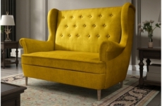 canapé 2 places en tissu de catégorie luxe, jaune - arnaud