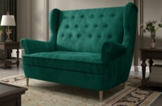 canapé 2 places en tissu velours de catégorie luxe, vert - arnaud