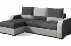 - canapé d'angle convertible - arte - en tissu de qualité gris foncé et gris clair, 3/4 places, angle gauche (vu de face)