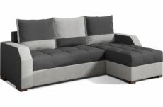 canapé d'angle convertible - arte - en tissu de qualité - gris foncé et gris clair, 3/4 places, angle droit (vu de face)
