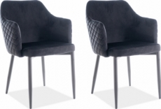 lot de 2 chaises asten en tissu velours de qualité, couleur noir