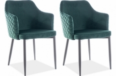 lot de 2 chaises asten en tissu velours de qualité, couleur vert