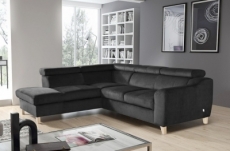 canapé d'angle en tissu luxe 5 places, ashley, gris foncé, angle gauche (vu de face)