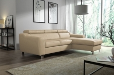 canapé d'angle en cuir italien de luxe 5 places astra, beige, angle droit