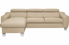 canapé d'angle en cuir italien de luxe 5 places astra, beige, angle gauche