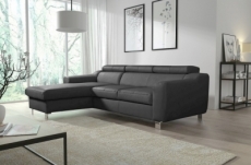 canapé d'angle en cuir italien de luxe 5 places astra, gris foncé, angle gauche