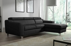 canapé d'angle en cuir italien de luxe 5 places astra, noir, angle droit