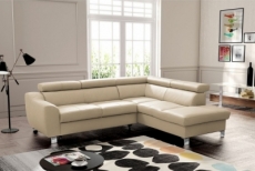 canapé d'angle en cuir italien de luxe 5 places astrido, beige, angle droit