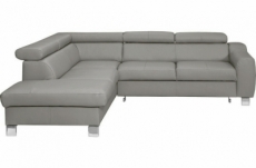canapé d'angle convertible en cuir italien de luxe 5 places astrid, gris clair, angle gauche