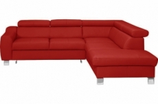 canapé d'angle convertible en cuir italien de luxe 5 places astrid, rouge foncé, angle droit