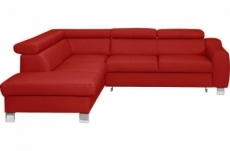 - canapé d'angle convertible en cuir italien de luxe 5 places astrid, rouge foncé, angle gauche