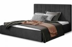 lit double en tissu velours de qualité luxe, aude, anthracite, 200x200