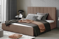 lit double en tissu velours de qualité luxe, aude, marron, 160x200