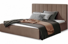 lit double en tissu velours de qualité luxe, aude, marron, 140x200