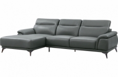 canapé d'angle en cuir luxe italien 4/5 places - bari, gris foncé, angle gauche