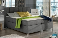 Ensemble complet boxspring tête de lit capitonnée + sommiers coffre +  matelas + surmatelas - 160 x 200 cm - Tissu - Gris clair - VERONE de  DREAMEA