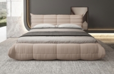 lit design en velours de luxe berelo, avec sommier à lattes champagne, 140x200