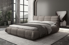 lit design en velours de luxe berelo, avec sommier à lattes gris (foncé), 180x200